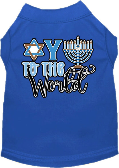 Camiseta para perros y gatos de Hanukkah con serigrafía "Oy To The World"