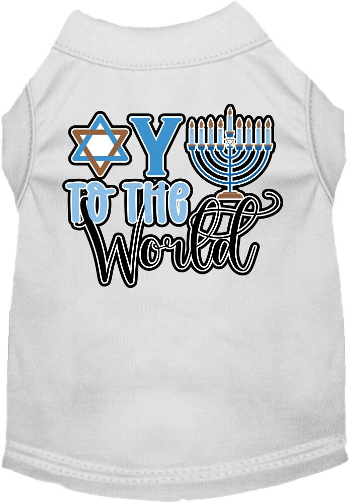 Camiseta para perros y gatos de Hanukkah con serigrafía "Oy To The World"