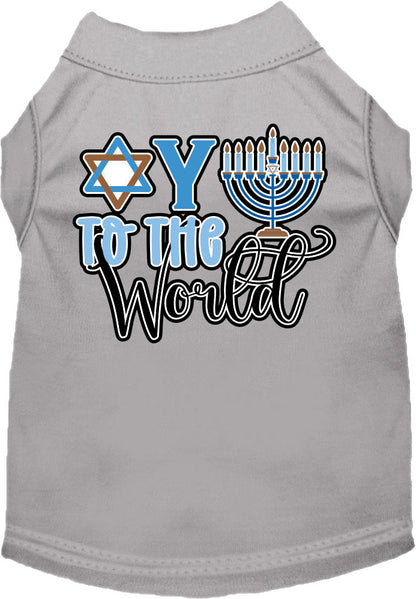 Camiseta para perros y gatos de Hanukkah con serigrafía "Oy To The World"