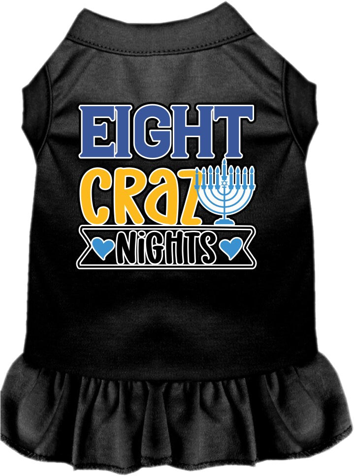 Vestido para mascotas, perros y gatos de Hanukkah serigrafiado con la frase "Ocho noches locas"