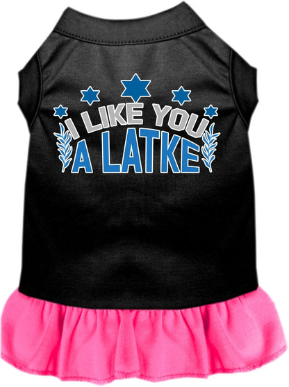 Vestido para mascotas, perros y gatos de Hanukkah con serigrafía "I Like You A Latke"