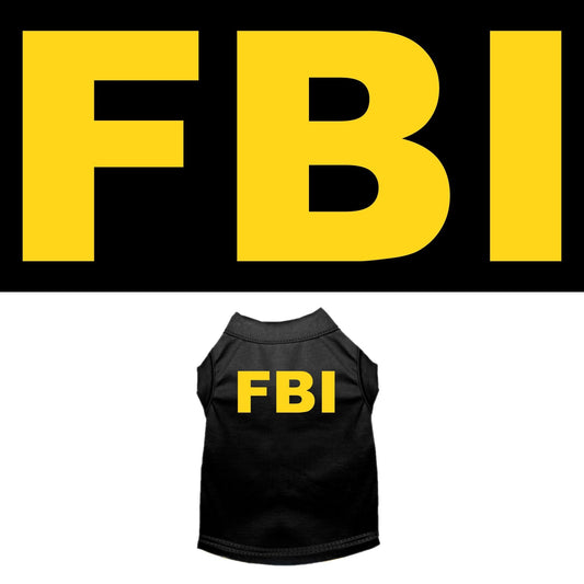 Halloween Pet Dog & Cat Shirt Screen Printed, "FBI Costume"