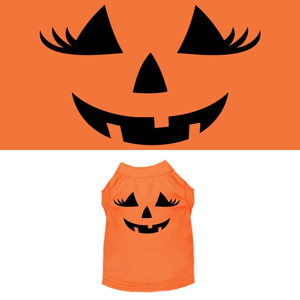 Camiseta de Halloween para perros y gatos con serigrafía "Disfraz de cara de calabaza"