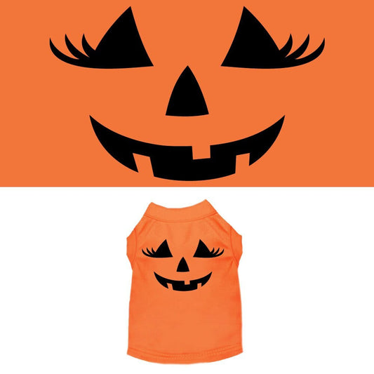 Halloween Pet Dog & Cat Shirt Screen Printed, "Pumpkin Face Her Costume"