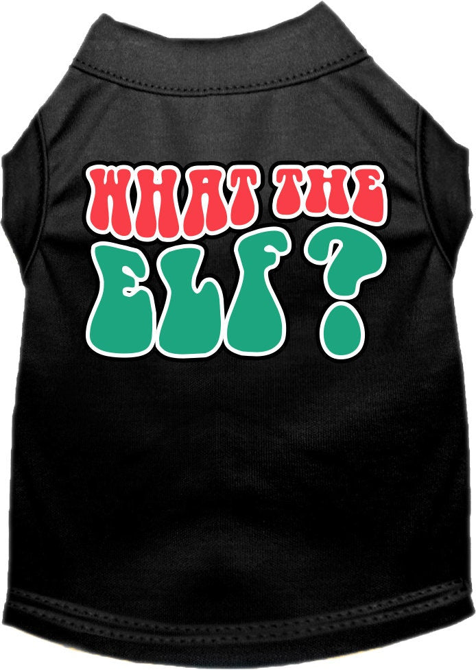 Christmas Pet Dog and Cat Shirt Screen Printed, "What The Elf"