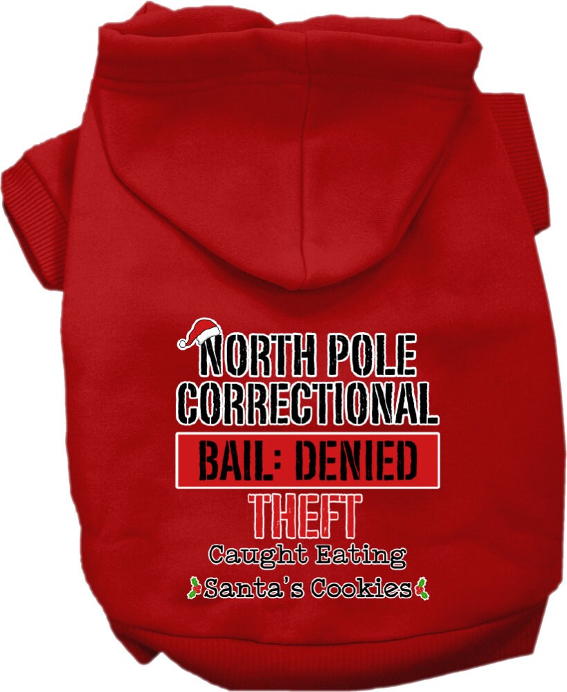 Christmas Pet, Dog & Cat Hoodie Screen Printed, "North Pole Correctional"