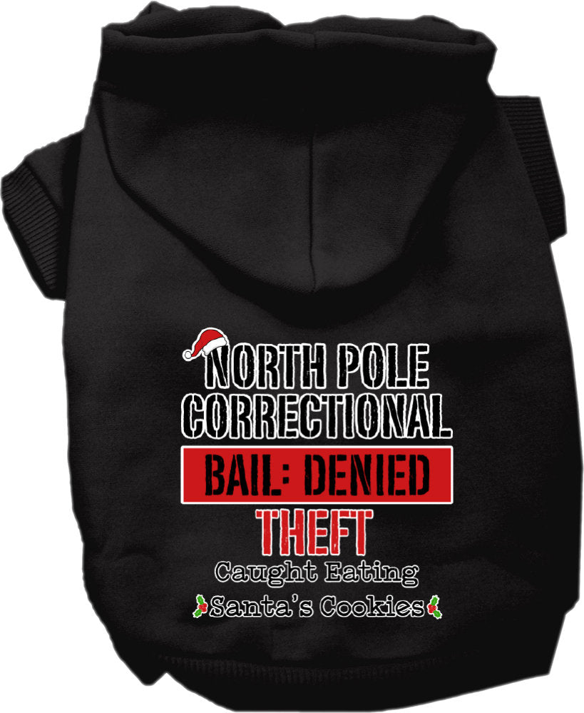 Christmas Pet, Dog & Cat Hoodie Screen Printed, "North Pole Correctional"