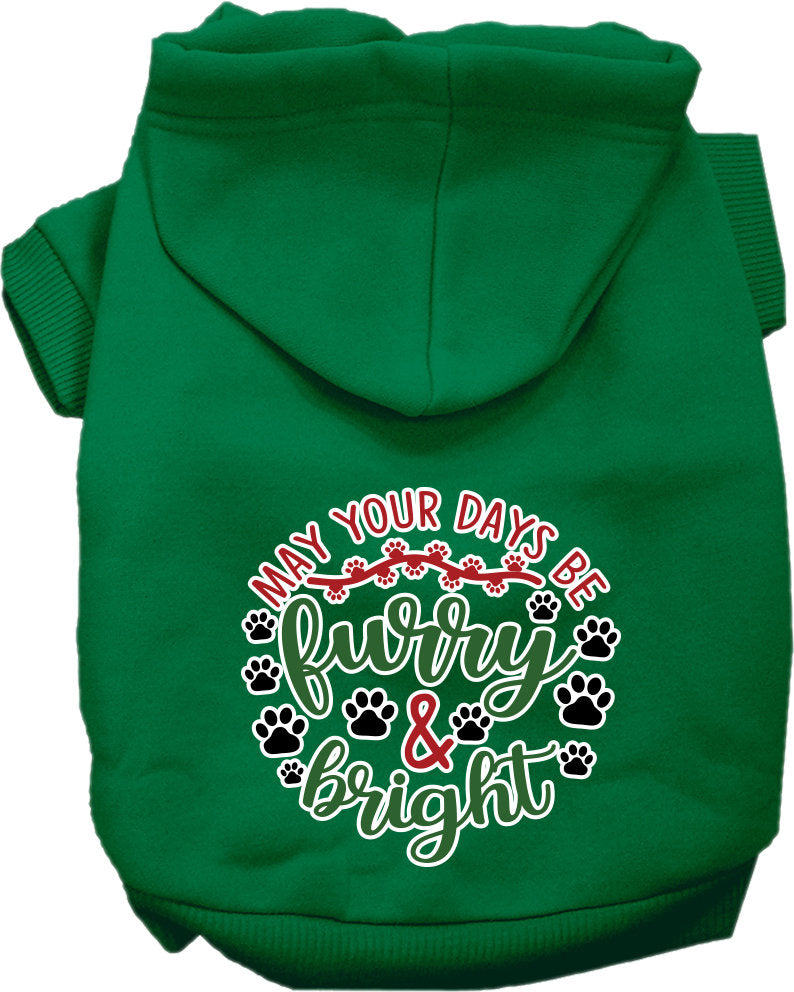 Christmas Pet, Dog and Cat Hoodie Screen Printed, "Furry & Bright"