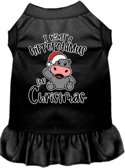 Christmas Pet, Dog and Cat Dress Screen Printed, "I Want A Hippopotamus For Christmas"