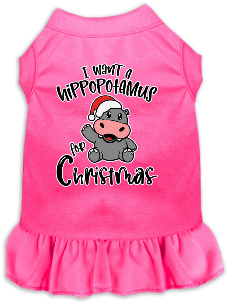 Christmas Pet, Dog and Cat Dress Screen Printed, "I Want A Hippopotamus For Christmas"