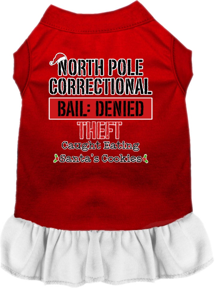 Christmas Pet, Dog and Cat Dress Screen Printed, "North Pole Correctional"