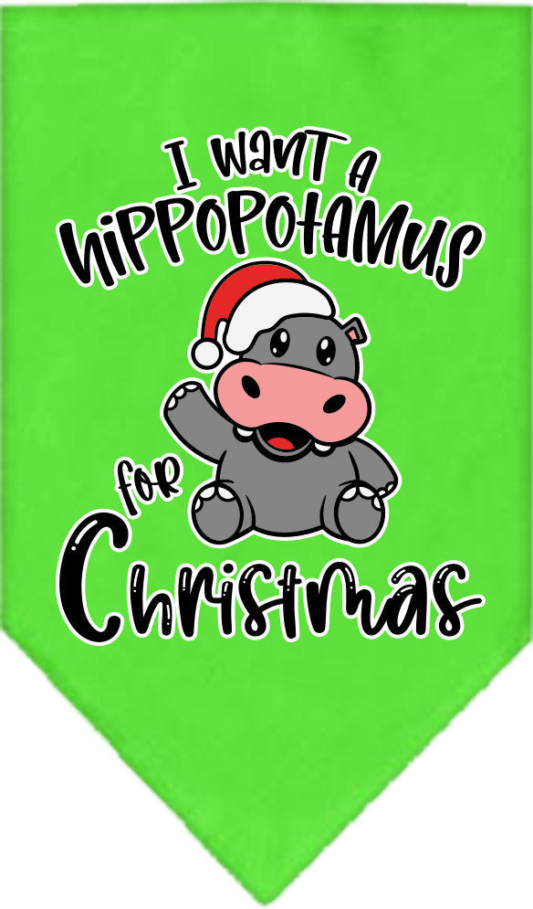 Christmas Pet and Dog Bandana Screen Printed, "I Want A Hippopotamus For Christmas"