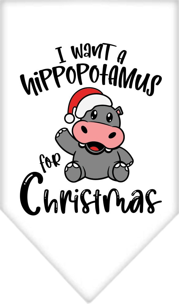 Christmas Pet and Dog Bandana Screen Printed, "I Want A Hippopotamus For Christmas"