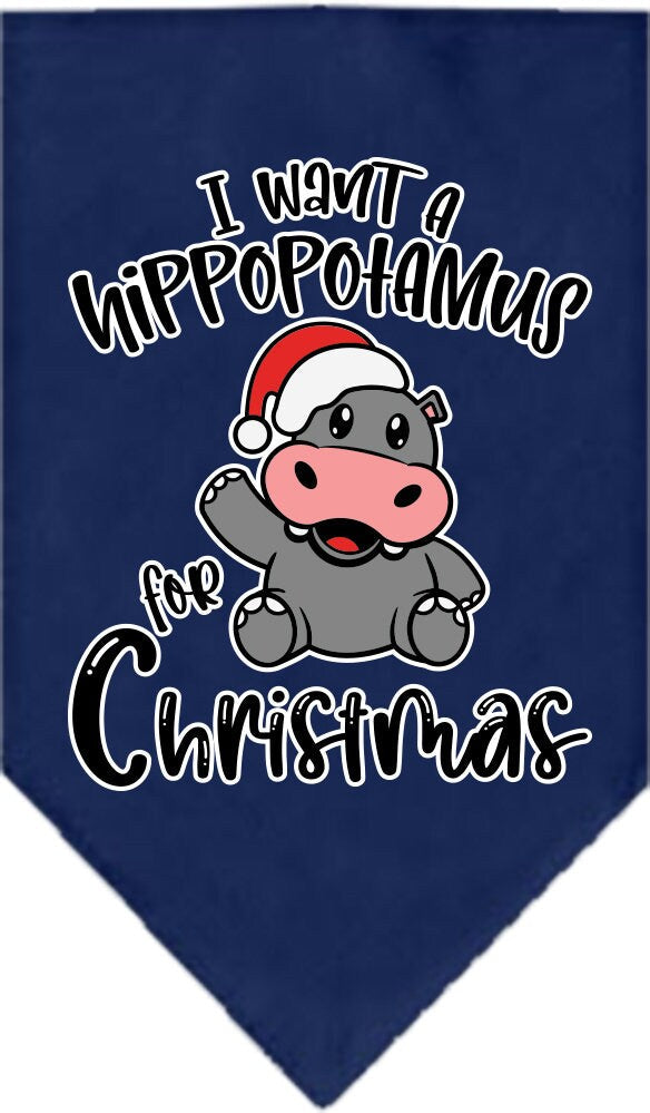 Christmas Pet and Dog Bandana Screen Printed, "I Want A Hippopotamus For Christmas"