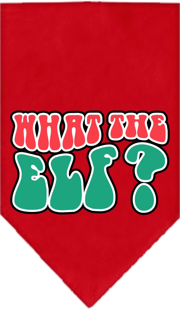 Bandana navideña para mascotas y perros serigrafiada con la frase "What The Elf"