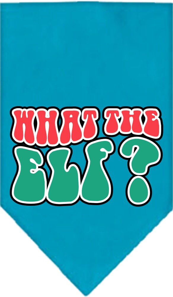 Bandana navideña para mascotas y perros serigrafiada con la frase "What The Elf"