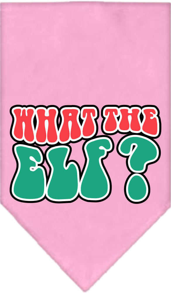 Bandana navideña para mascotas y perros serigrafiada con la frase "What The Elf"