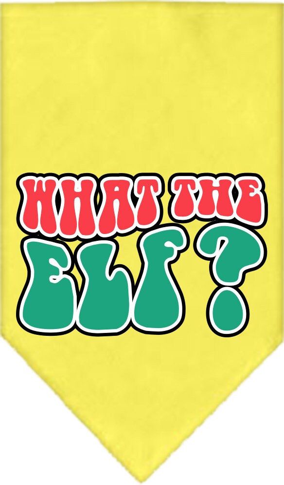 Bandana navideña para mascotas y perros serigrafiada con la frase "What The Elf"