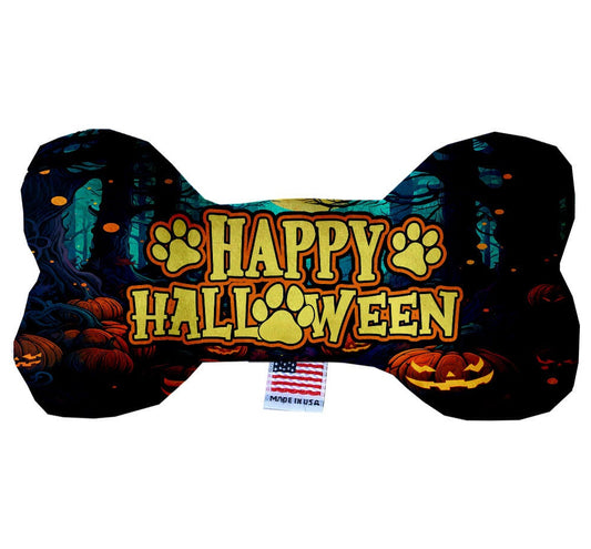 Peluche de hueso para perro y mascota de Halloween, "Haunted Happy Halloween"