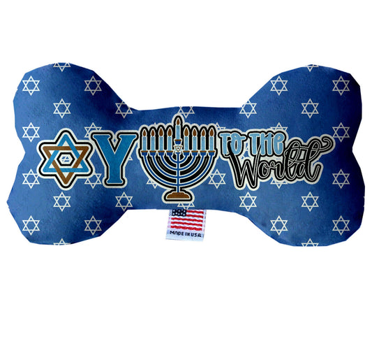 Peluche de hueso para perro y mascota de Hanukkah, "Oy To The World"