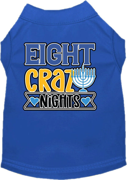 Camiseta para perros y gatos de Hanukkah con serigrafía "Eight Crazy Nights"