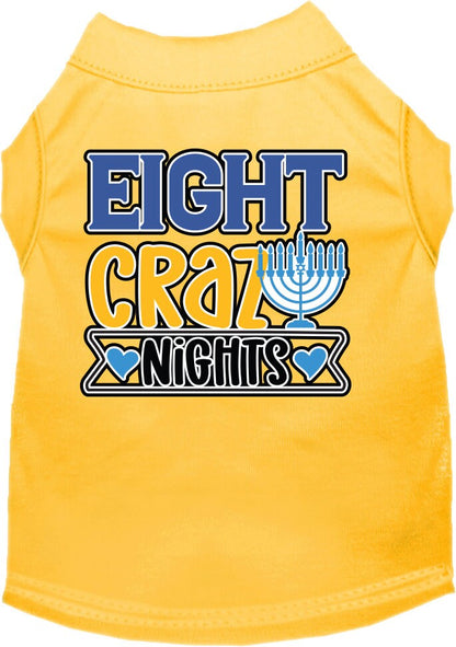 Camiseta para perros y gatos de Hanukkah con serigrafía "Eight Crazy Nights"