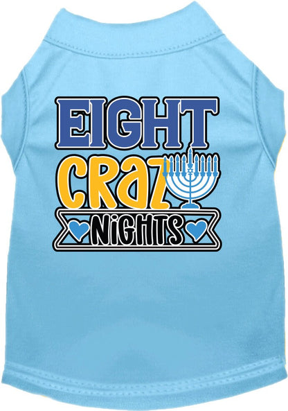 Camiseta para perros y gatos de Hanukkah con serigrafía "Eight Crazy Nights"