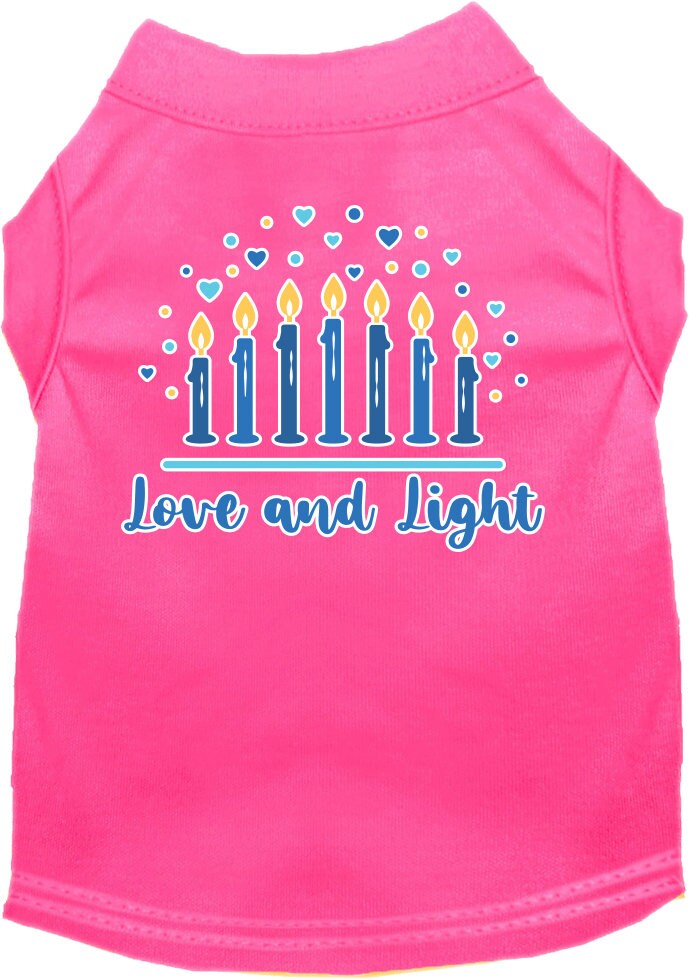 Camiseta para perros y gatos de Hanukkah con serigrafía "Love &amp; Light"