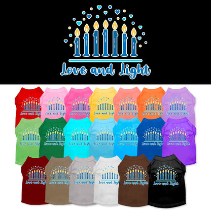 Camiseta para perros y gatos de Hanukkah con serigrafía "Love &amp; Light"