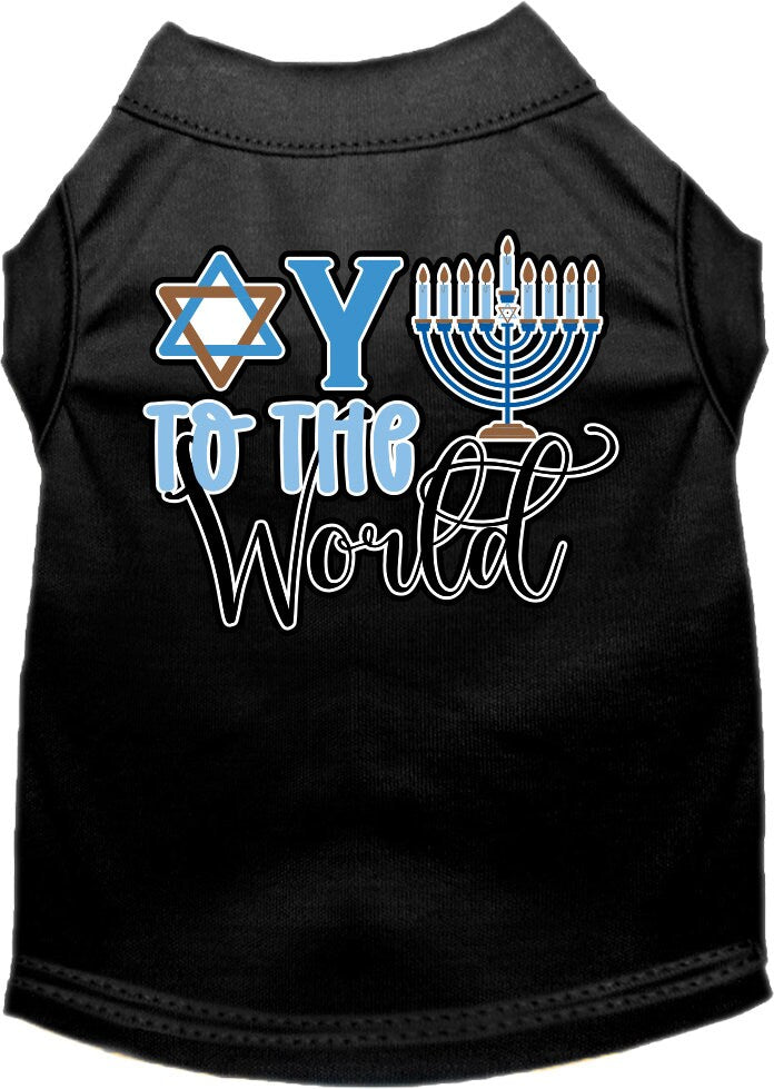 Camiseta para perros y gatos de Hanukkah con serigrafía "Oy To The World"