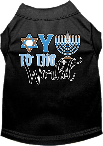 Camiseta para perros y gatos de Hanukkah con serigrafía "Oy To The World"