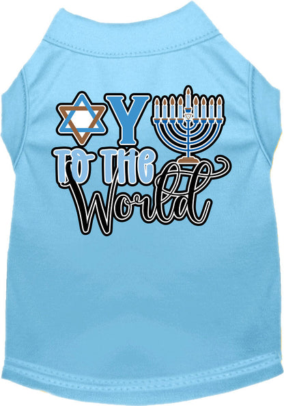 Camiseta para perros y gatos de Hanukkah con serigrafía "Oy To The World"