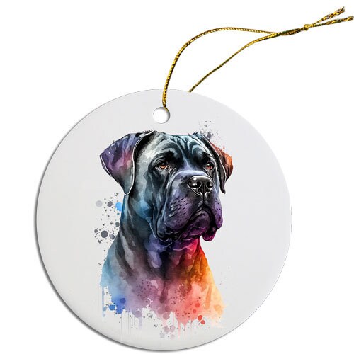 Dog Breed Specific Round Christmas Ornament, "Cane Corso"