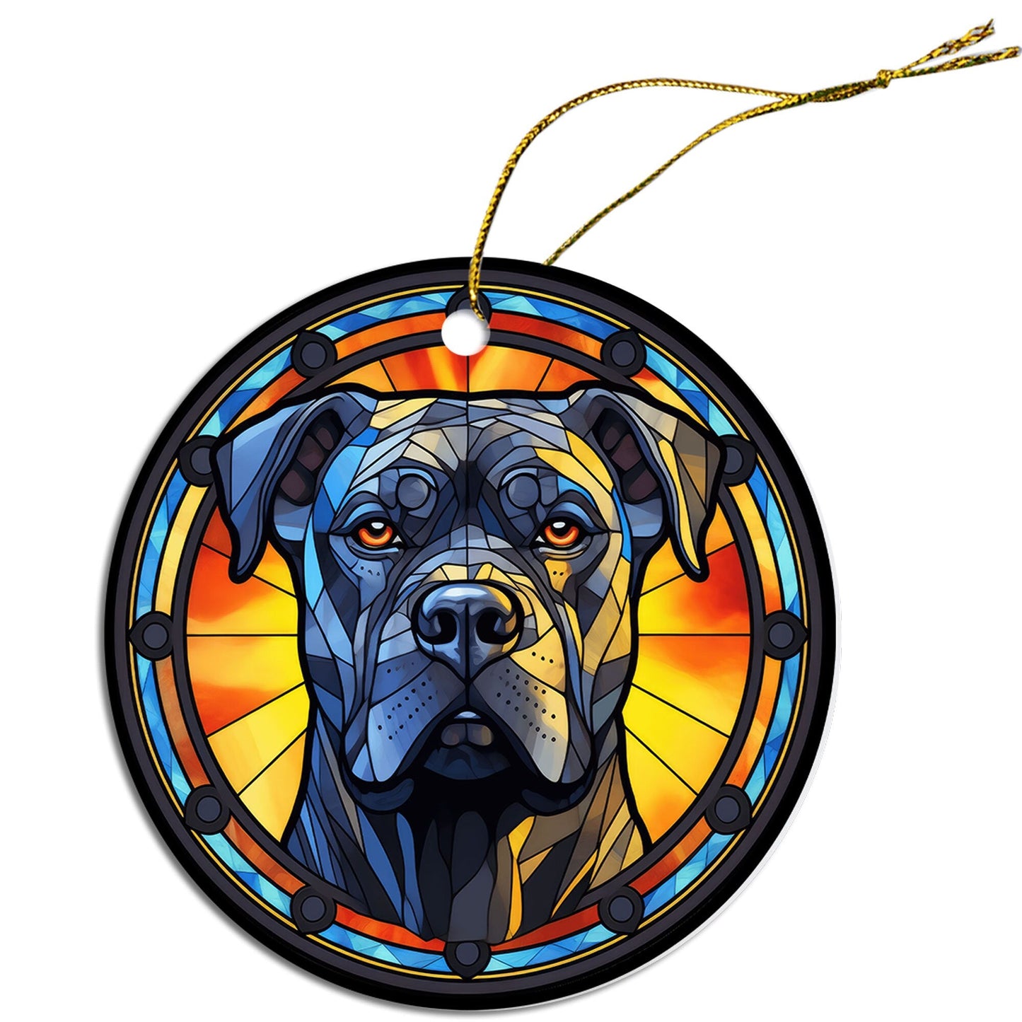 Adorno navideño de vidrieras con la raza de perro "Cane Corso"