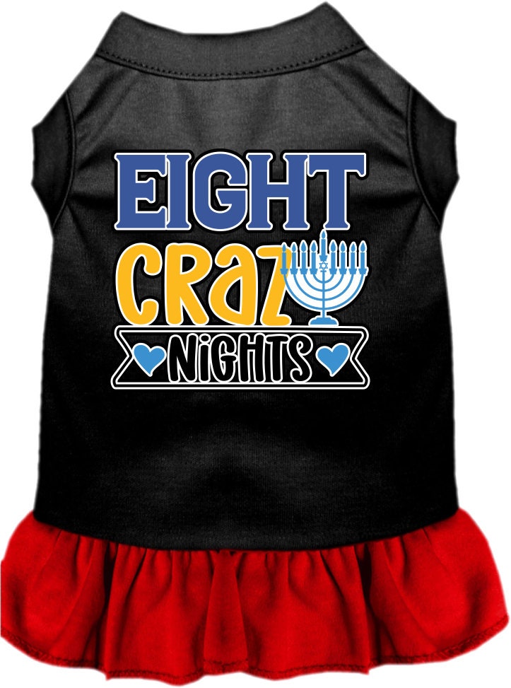 Vestido para mascotas, perros y gatos de Hanukkah serigrafiado con la frase "Ocho noches locas"