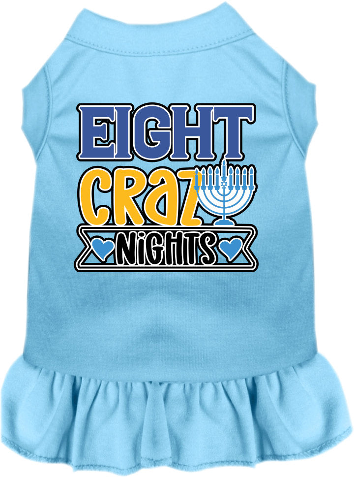 Vestido para mascotas, perros y gatos de Hanukkah serigrafiado con la frase "Ocho noches locas"