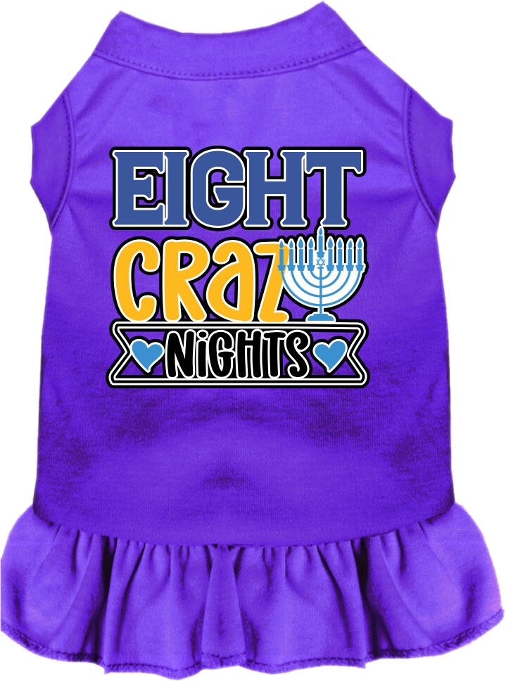 Vestido para mascotas, perros y gatos de Hanukkah serigrafiado con la frase "Ocho noches locas"