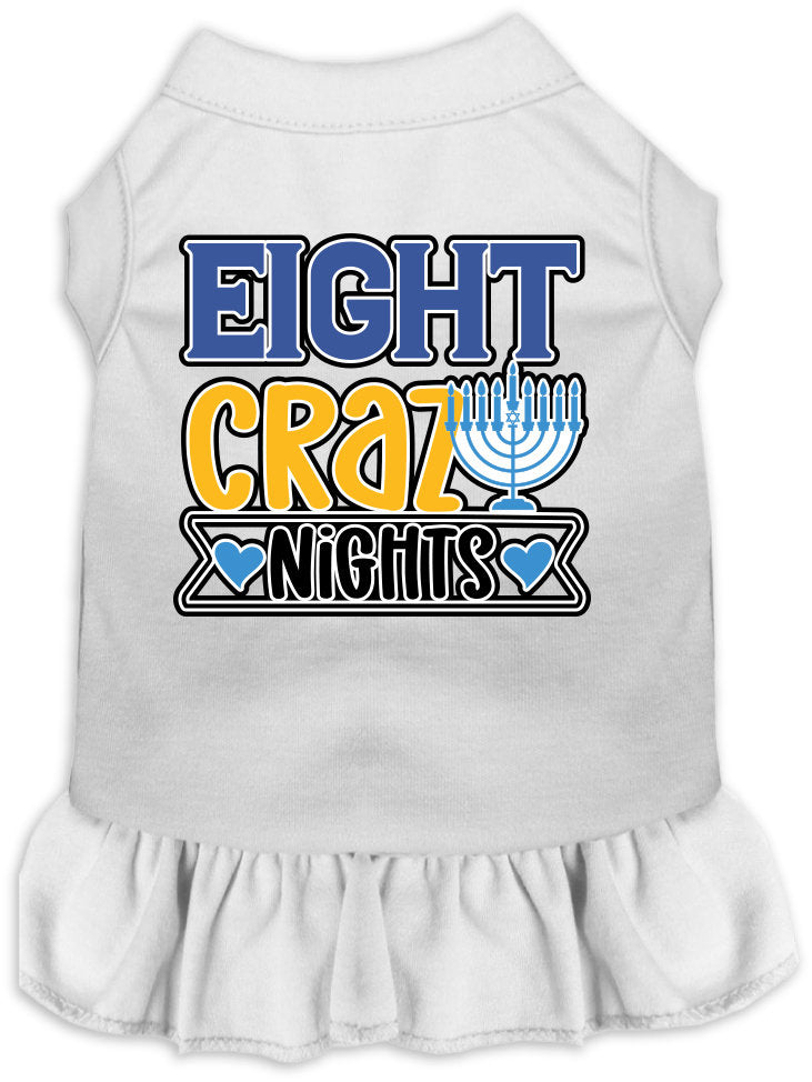 Vestido para mascotas, perros y gatos de Hanukkah serigrafiado con la frase "Ocho noches locas"