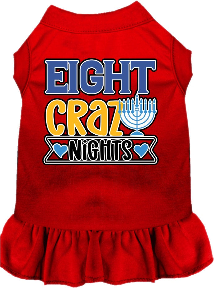 Vestido para mascotas, perros y gatos de Hanukkah serigrafiado con la frase "Ocho noches locas"