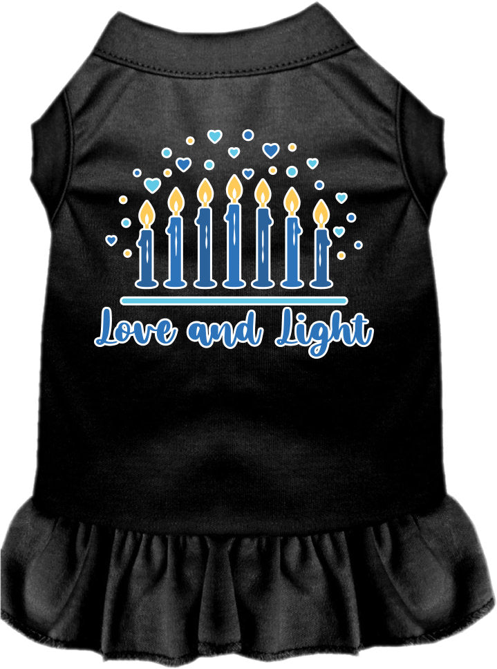 Vestido para mascotas, perros y gatos de Hanukkah serigrafiado con la frase "Amor y luz"