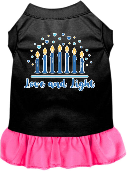 Vestido para mascotas, perros y gatos de Hanukkah serigrafiado con la frase "Amor y luz"