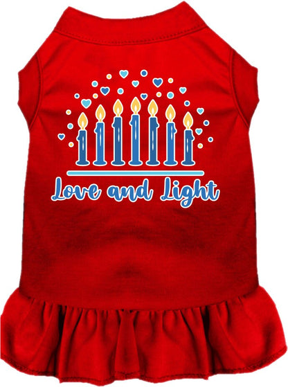 Vestido para mascotas, perros y gatos de Hanukkah serigrafiado con la frase "Amor y luz"