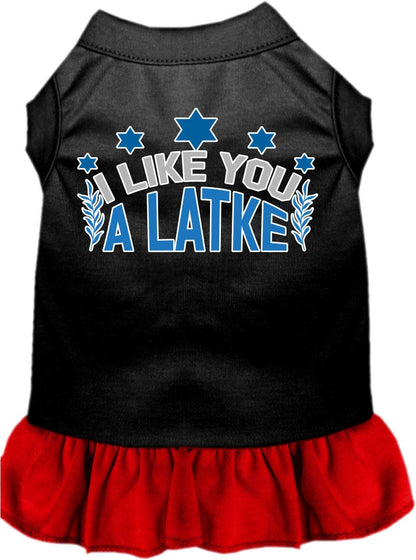 Vestido para mascotas, perros y gatos de Hanukkah con serigrafía "I Like You A Latke"