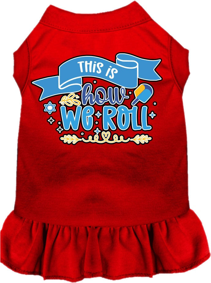 Vestido para mascotas, perros y gatos de Hanukkah serigrafiado con la frase "This Is How We Roll"