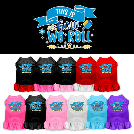 Vestido para mascotas, perros y gatos de Hanukkah serigrafiado con la frase "This Is How We Roll"