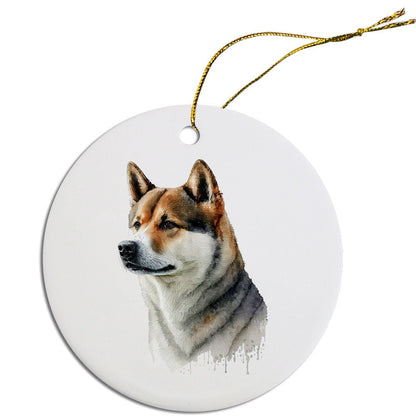 Adorno navideño redondo específico para la raza de perro, "Akita"