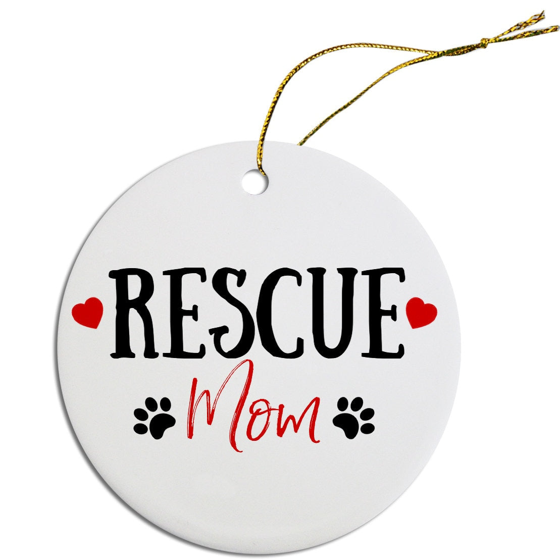 Adornos navideños divertidos para las fiestas (elige entre 4 diseños: Rescue Mom, Rescue Dad, Who Rescued Who?, You Can't Buy Love, But You Can Rescue It)