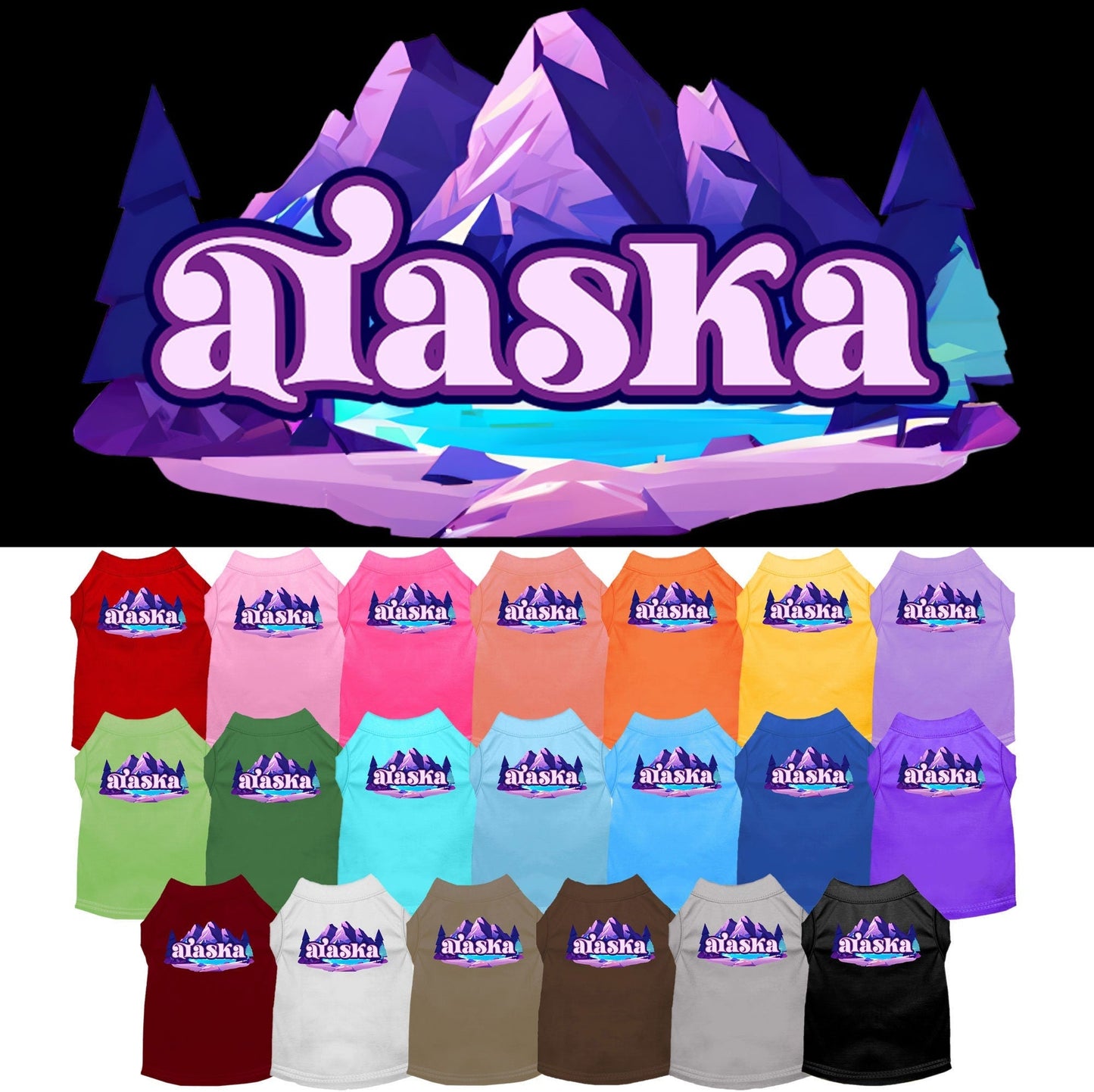 Camiseta serigrafiada para perros y gatos, "Alaska Alpine Pawscape"