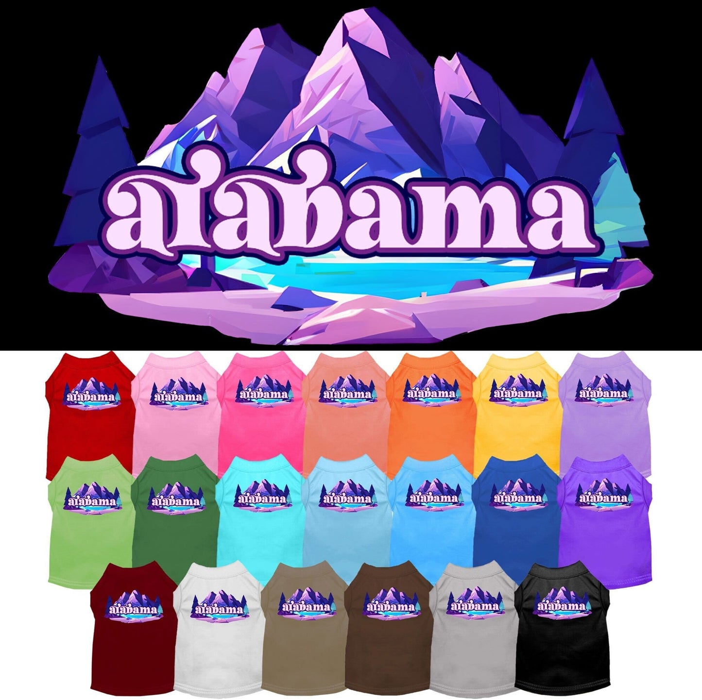 Camiseta serigrafiada para perros y gatos, "Alabama Alpine Pawscape"