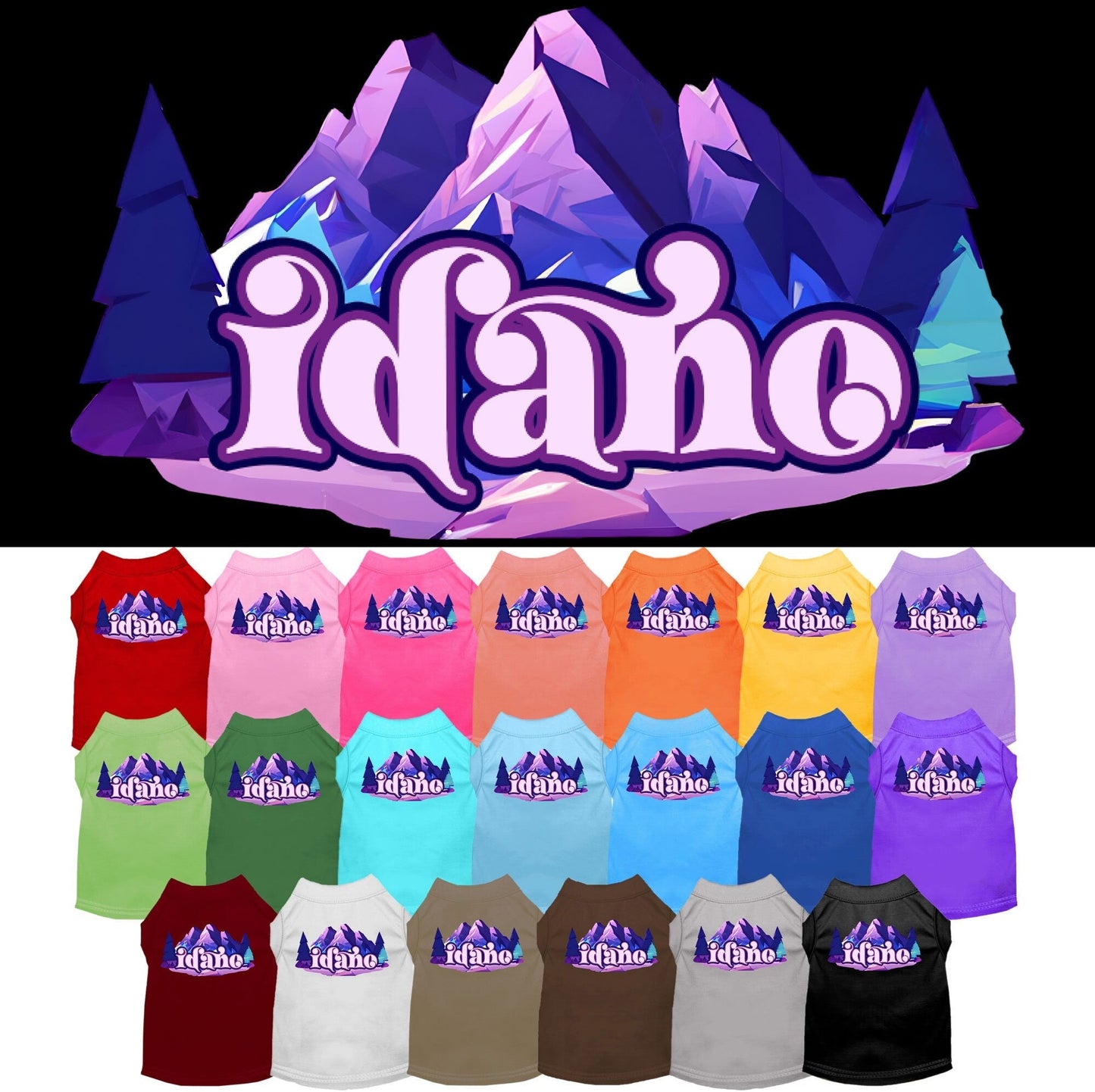 Camiseta serigrafiada para perros y gatos, "Idaho Alpine Pawscape"